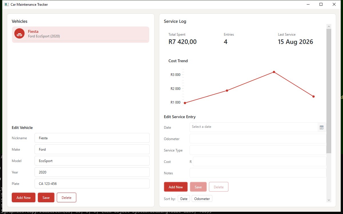 Car Maintenance Tracker app